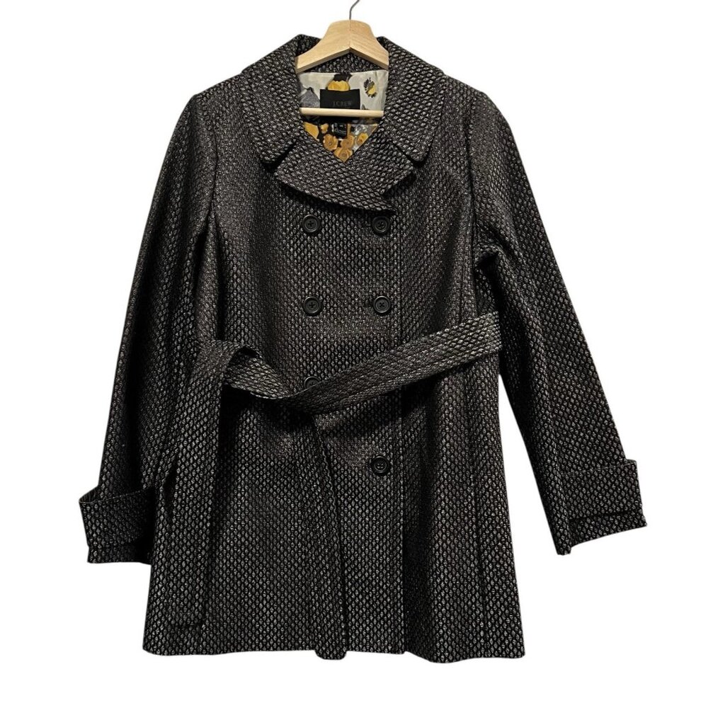 J. Crew Collection Women’s Gray Size Jacket Coat Blazer Rayón Silk Blend Belt
